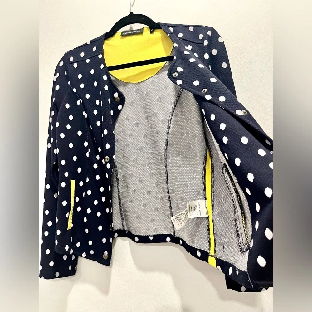Vintage Polka Dot Black White Snap Button Long Sleeve Sweater Jacket Cardigan  6 - Picture 6 of 7